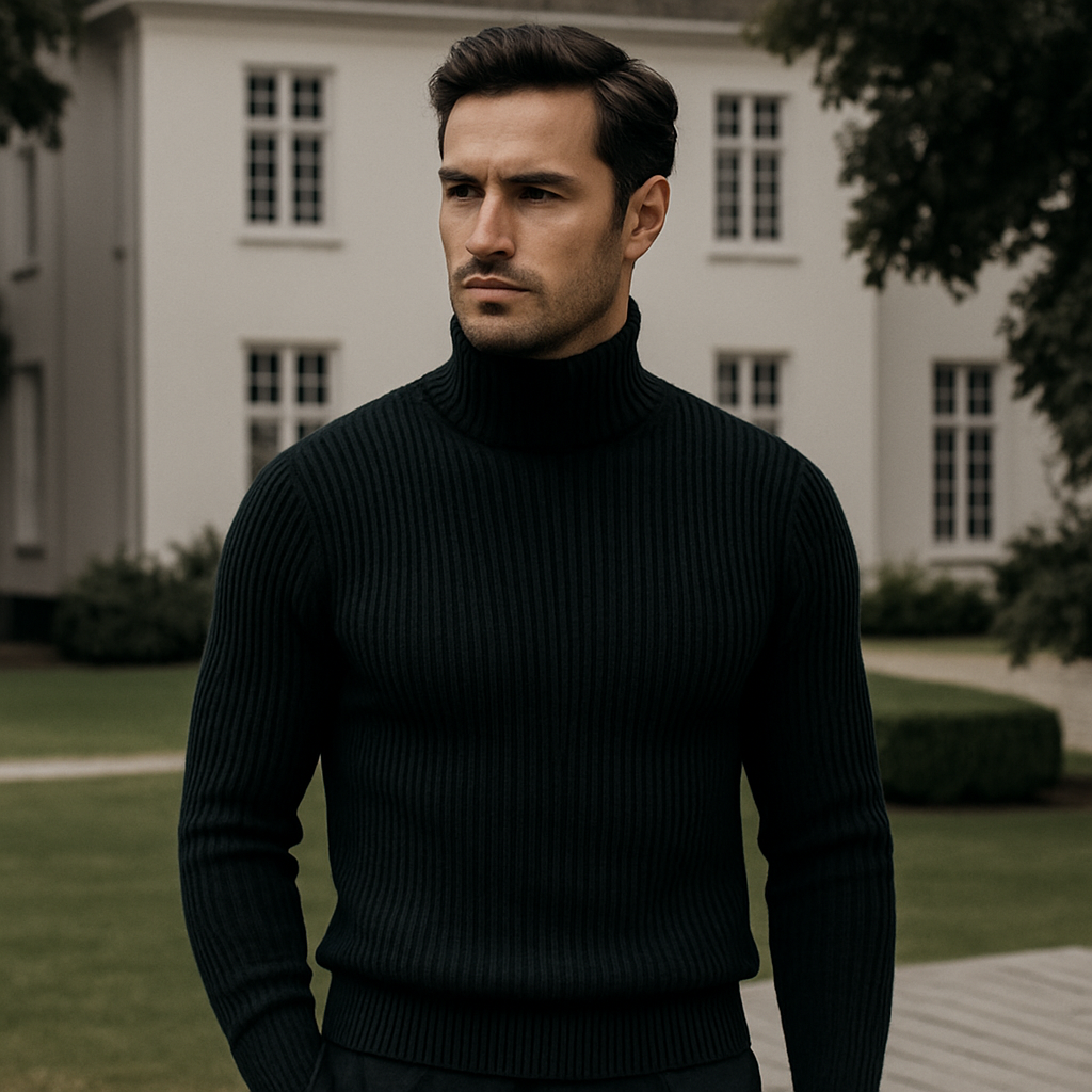 Ribbed Cashmere-Silk Turtleneck