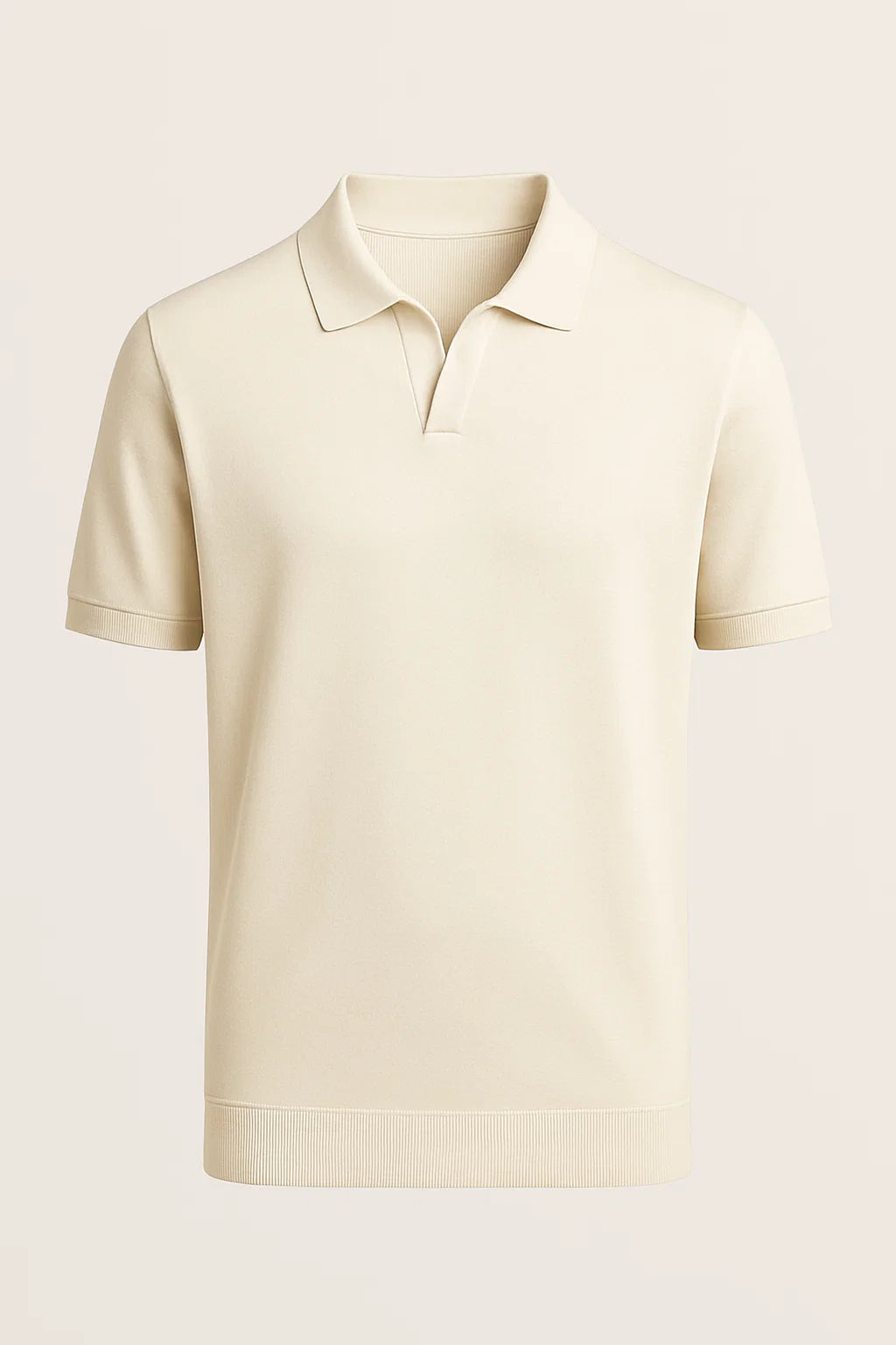 Ecru buttonless polo shirt